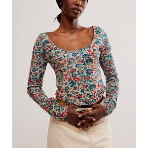 FREE PEOPLE Melanie Long Sleeve Top / Sand Combo